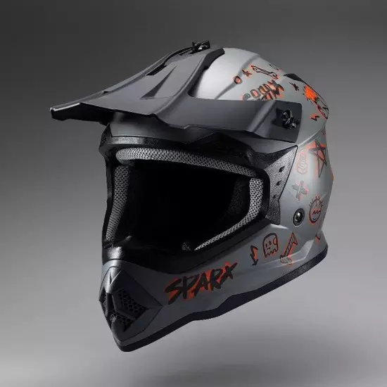 Шлем эндуро SPARX Jet Graffity (WS-905) (серо-оранжевый матовый люминесцентный, YXL)